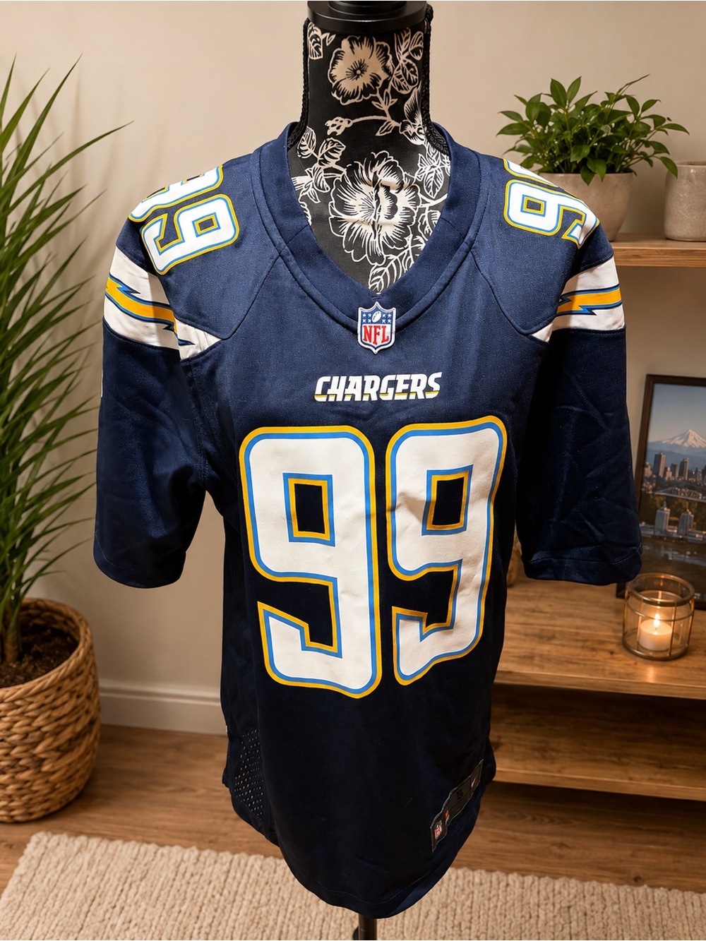 Nike Navy Los Angeles Chargers #99 Football Jersey with White & Yellow Accents